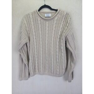 Forever Cable Knit Womens Sweater XL Cotton USA Minimalist Fisherman Cottagecore